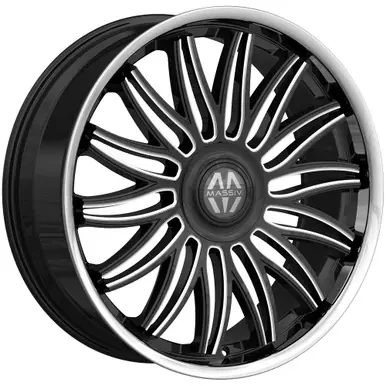 Limited Time Massiv 928 Fuego 22x9 5x115/5x120 +15mm Black/Milled Wheel Rim 22" Inch MAS928-22914BMW-FC
