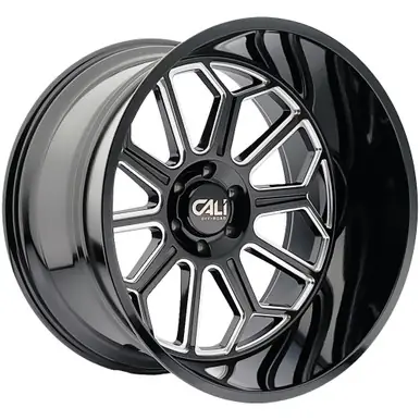 Warranty Included Cali Off-Road 9117 Auburn 22x12 8x6.5" -51mm Black/Milled Wheel Rim 22" Inch 9117-22281BM