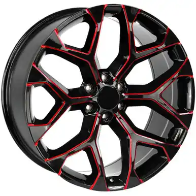 Performance Replicas PR176 Snowflake 20x9 6x5.5 +24 Black/Red Wheel Rim 20 Inch 176MR-295824 Special Discount