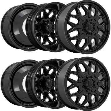 Budget Set of 6-22" Inch Fuel D871 Flux Dually 8x170 Blackout Wheels Rims D87122821735-6