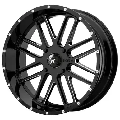 MSA M35 Bandit 22x7 4x137 +0mm Black/Milled Wheel Rim 22" Inch M35-022737M Genuine