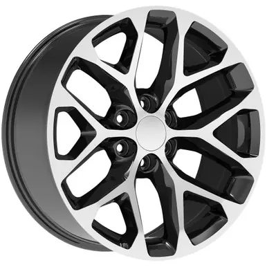 Limited Edition Replica 1 RP09 Snowflake 20x9 6x5.5" +24mm Black/Machined Wheel Rim 20" Inch RP-09209G639+24BM