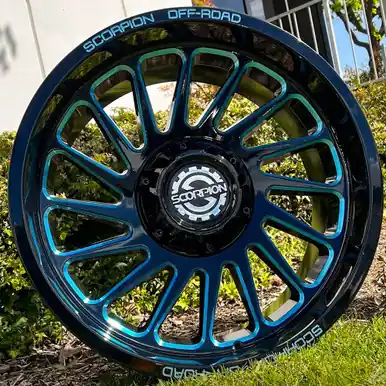 Price Drop Scorpion Saw 20x9 6x135/6x5.5" +12mm Black/Blue Wheel Rim 20" Inch SW-200963539+12BML