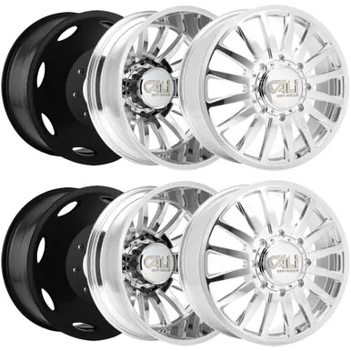 (Set of 6) 22" Inch Cali Off-Road 9110D Summit Dually 8x210 Polished Wheels Rims 9110D-22879PM-6 No Minimum Order