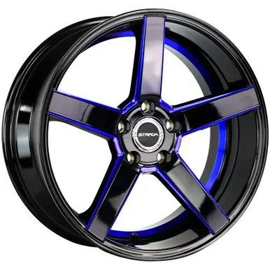 Strada S35 Perfetto 18x8.5 5x4.5" +35mm Black/Blue Wheel Rim 18" Inch S35851435GBMLBLS Wholesale