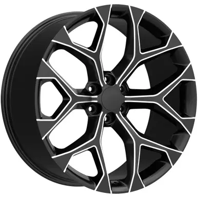 Secure Checkout Eclipse Replicas 348 Snowflake 22x9.5 6x5.5" +30 Black/Milled Wheel Rim 22" Inch REP348-22985BMW