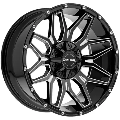 Wicked Off-Road W825 20x10 5x5"/5x5.5" -18mm Black/Milled Wheel Rim 20" Inch W825200050-18GBMW Reduced Price