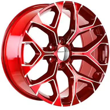 Strada Replicas R176 Snowflake 22x9 6x5.5" +31mm Red/Milled Wheel Rim 22" Inch R176-263931RML High Quality