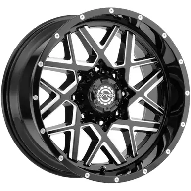 Flash Sale Scorpion SC-28 22x12 6x5.5" -44mm Black/Milled Wheel Rim 22" Inch SC28-2212639-44ML