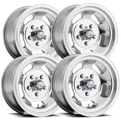 Price Drop (Set of 4) Staggered US Mags U101 Indy 15" 5x4.75" -5mm Polished Wheels Rims U10115706137-U10115806145