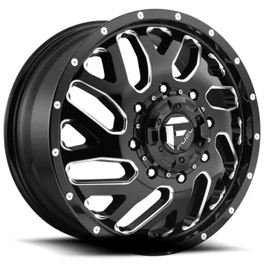 Grab Now Fuel D581 Triton Dually Front 20x8.25 8x6.5" Black/Milled Wheel Rim 20" Inch D58120828D