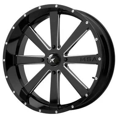 Authentic MSA M34 Flash 20x7 4x137 +0mm Black/Milled Wheel Rim 20" Inch M34-020737M