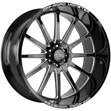 Off-Road Monster M26 20x9 5x5"/5x5.5" -12mm Black/Milled Wheel Rim 20" Inch M26052800GBML Sale