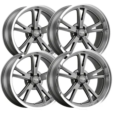 (Set of 4) Staggered-Ridler 606 18x8,18x9 5x5" +0mm Gunmetal Wheels Rims 606-8873G-606-8973G Clearance