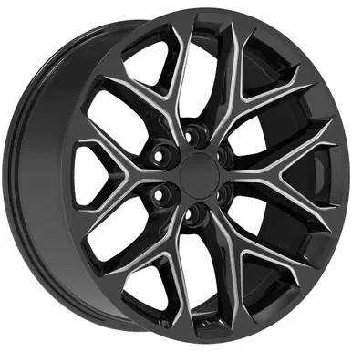Money Back Guarantee Replica PR176 Snowflake 22x9 6x5.5" +24mm Black/Milled Wheel Rim 22" Inch 176M-2295824