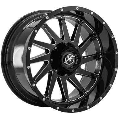 XF Off-Road XF-216 20x10 5x5"/5x5.5" -24mm Black/Milled Wheel Rim 20" Inch XF-216201051271397-24GBM Final Sale