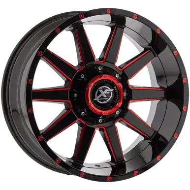 XF Off-Road XF-219 20x10 5x5"/5x5.5" -12mm Black/Red Wheel Rim 20" Inch XF-219201051271397-12GBRM In Demand