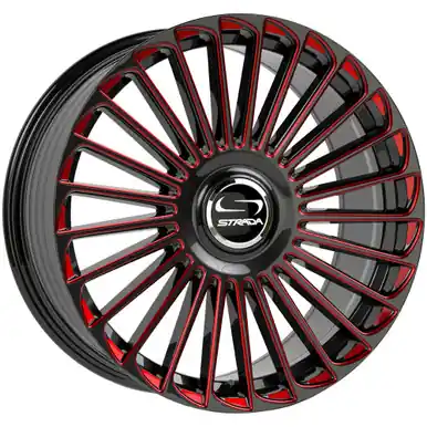 Final Sale Strada SF68 Martello 20x8.5 5x4.5"/5x120 +30mm Black/Red Wheel Rim 20" Inch SF6808550130GBMLR