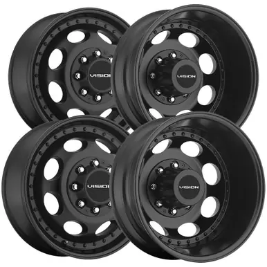 Direct From Factory Set of 4-17" Inch Vision 181 Hauler Dually 8x200 Matte Black Wheels Rims 181Z7680MB142-4