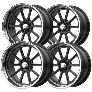 Viral (Set of 4) Staggered-American Racing VN510 Draft 20" 5x4.7Black Wheels Rims VN51028534306-VN51021034306
