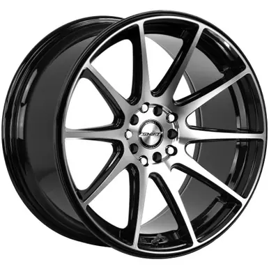 Crafted Shift H34 Gear 18x9 5x100/5x4.5" +30mm Black/Machined Wheel Rim 18" Inch H34850030GBM
