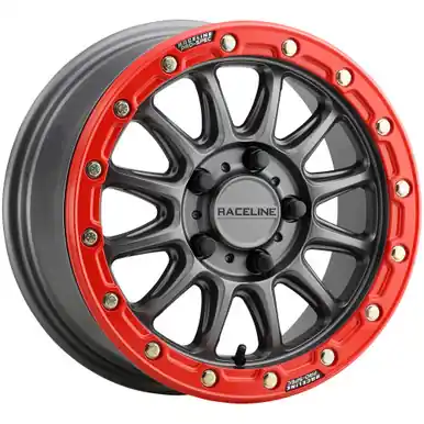 Authentic Raceline UTV A14GR Alpha Beadlock 15x7 4x156 +10mm Gunmetal Wheel Rim 15" Inch A14GR-57056+10