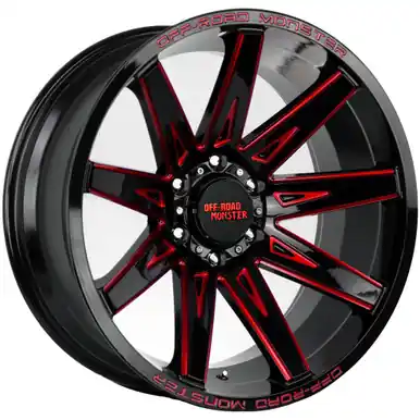 Off-Road Monster M25 22x12 6x5.5" -44mm Black/Red Wheel Rim 22" Inch M25212639N44GBMLR Luxury