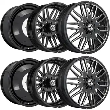 Set of 6-20" Inch XF Off-Road XF-240 Dually 8x6.5" Black/Milled Wheels Rims 240208258GBM40-6 Save Now