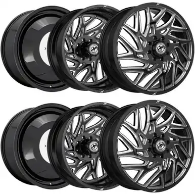 Set of 6-20" Inch XF Off-Road XF-229 Dually 8x210 Black/Milled Wheels Rims 229208262GBM40-6 Deal
