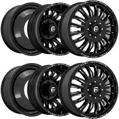 Modern Set of 6-22" Inch Fuel D868 Arc Dually 8x200 Black/Milled Wheels Rims D86822829235-6