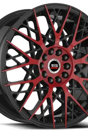 Spec-1 SP-53 5x114.3/5x120 18x8 +38 Gloss Black & Red Machined Markdown