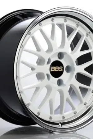 Reduced Price BBS LM 5x114.3 18x10 +20 White w/ Blue Metallic Flake / Diamond Cut Lip
