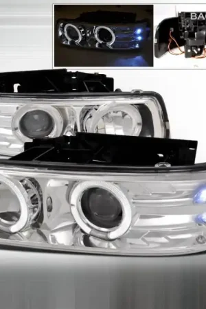 Chevrolet Tahoe Spec-D Dual Halo LED Projector Headlights - Chrome - LHP-SIV99-WJ Today Only