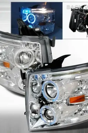 Best Seller Chevrolet Silverado Spec-D Halo LED Projector Headlights - Chrome - 2LHP-SIV07-TM