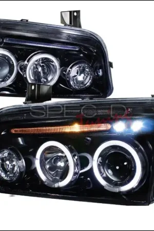 Dodge Charger Spec-D Projector Headlight Gloss - Black Housing - Smoke Lens - LHP-CHG05G-TM Flash Sale