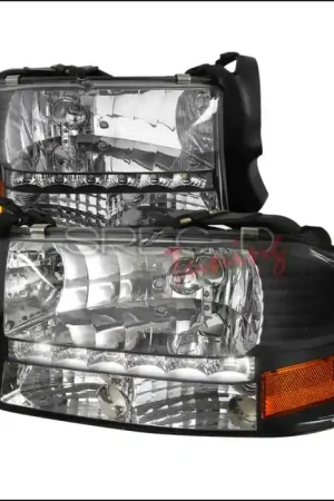 Next Day Delivery Dodge Dakota Spec-D Black Headlight with LED - 2LH-DAK97JM-RS