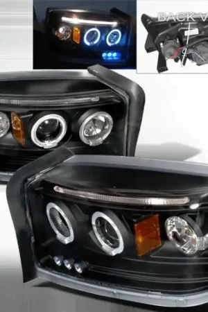 Dodge Dakota Spec-D Halo LED Projector Headlights - Black - 2LHP-DAK05JM-TM Direct From Manufacturer