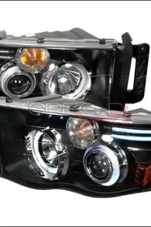 Original Dodge Ram Spec-D CCFL Halo Projector Headlights - Black - 4LHP-RAM02JM-KS