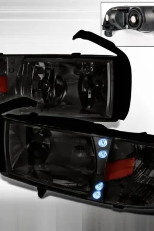 Warranty Included Dodge Ram Spec-D Crystal Housing LED Headlights - Smoke - 2LH-RAM94G-RS