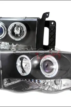 New Release Dodge Ram Spec-D Halo LED Projector Headlights - Black - 2LHP-RAM02JM-TM