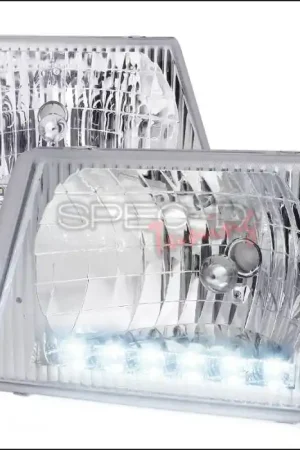 Instant Buy Ford E-Series Spec-D Euro Headlights - Chrome Housing with LED - LH-ECON92-RS