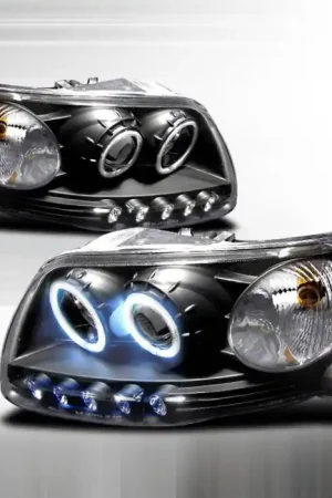 Limited Time Ford F150 Spec-D CCFL Halo Projector Headlights - Black - 4LHP-F150971PCJM-KS