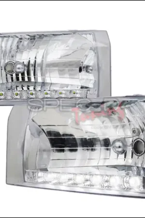 Ford F250 Spec-D Crystal Housing Headlights - Chrome with LED - LH-F25099-RS Best Choice