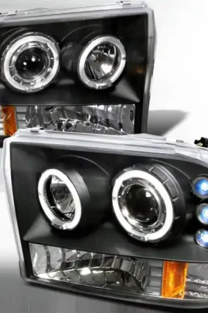 Ford F250 Spec-D Halo LED Projector Headlights - Black - 2LHP-F25099JM-TM Trusted Brand