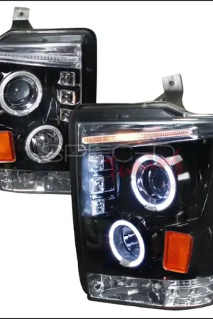 Ford F250 Spec-D Halo Projector Headlight Gloss - Black Housing - Smoke Lens - 2LHP-F25008G-TM Limited Edition