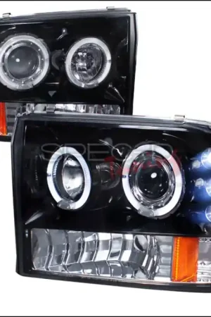 Best Choice Ford F250 Spec-D Halo Projector Headlight Gloss - Black Housing - Smoke Lens - 2LHP-F25099G-TM