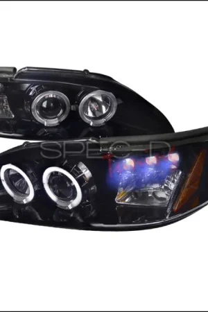 Ford Mustang Spec-D Black Housing Projector Headlights - Smoked Lens Gloss - 2LHP-MST94G-TM Certified