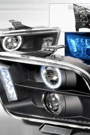 Ford Mustang Spec-D Halo LED Projector Headlights - Black - LHP-MST05JM-TM Limited Offer