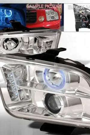 Warranty Included Ford Mustang Spec-D Halo LED Projector Headlights - Chrome - LHP-MST05-TM