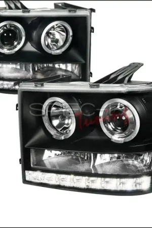 GMC Sierra Spec-D Projector Headlights - Black Housing - 2LHP-SIE07JM-TM Wholesale